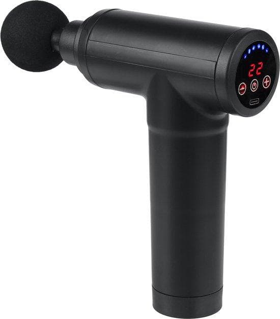 Fantasy Massage Gun - professionell massagepistol - sport- och avkopplingsmassage - med LCD-skärm och 4 massagehuvuden - svart