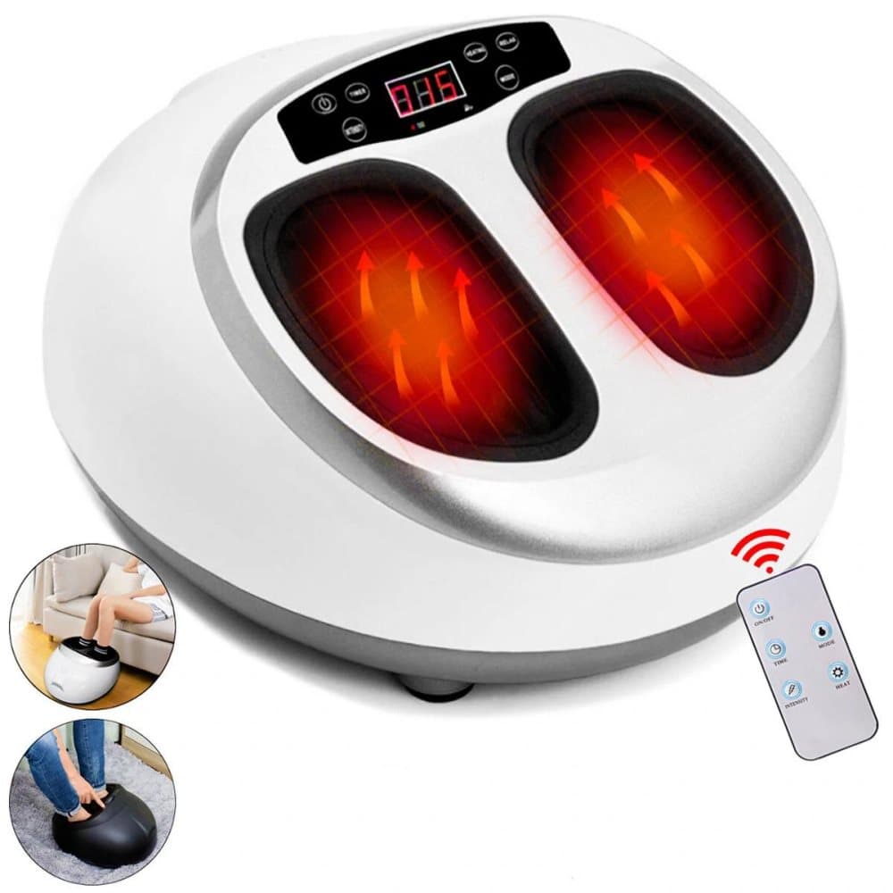 Massageapparater-Massageapparat-Justerbar fotmassage- Shiatsu-massage-3 intensiteter-varm funktion med fjärrkontroll-vit