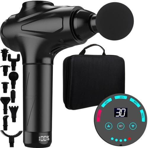 Kraftig Massagepistol med 20 program, starkt batteri och LCD display