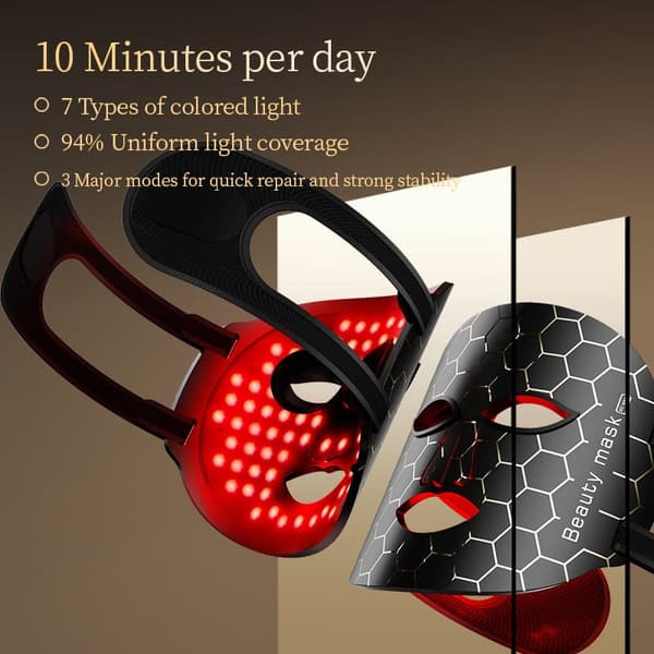 7 farver Led silicium ansigtsmaske ansigtsmaske PDT lysterapi foton hudforyngelse maskine skønhed