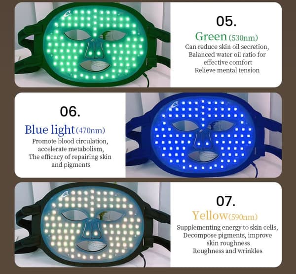 7 farver Led silicium ansigtsmaske ansigtsmaske PDT lysterapi foton hudforyngelse maskine skønhed