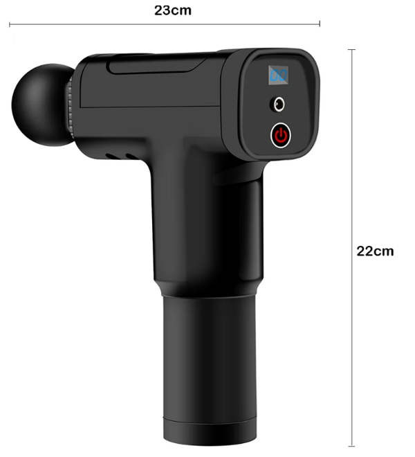 Massagepistol, Isports massageapparat, muskelmassagepistol med 12 hastigheder op til 3200 rpm og 6 massagehoveder