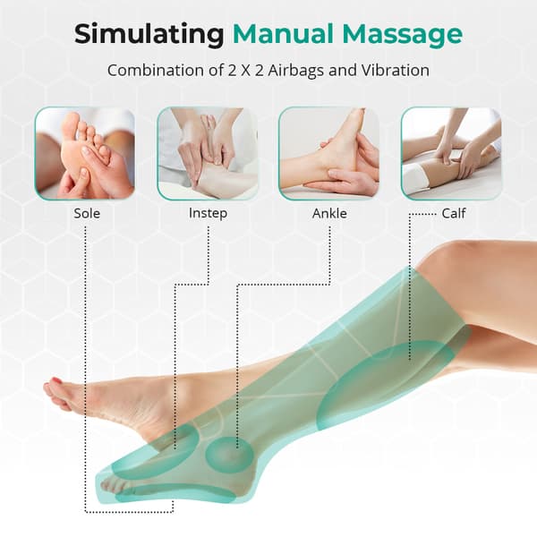 Luftkompression benmassager, fodmassager, lægmassager, elektrisk cirkulationsmassage med controller, 3 intensitetsniveauer