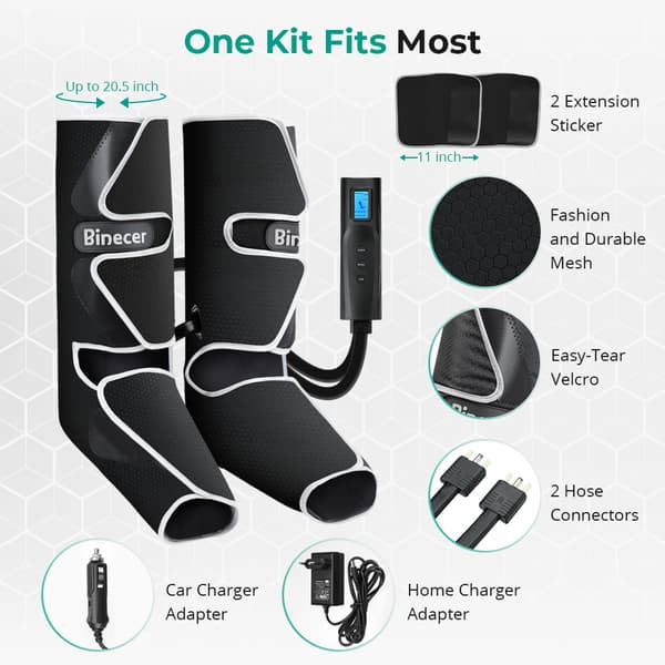 Luftkompression benmassager, fodmassager, lægmassager, elektrisk cirkulationsmassage med controller, 3 intensitetsniveauer