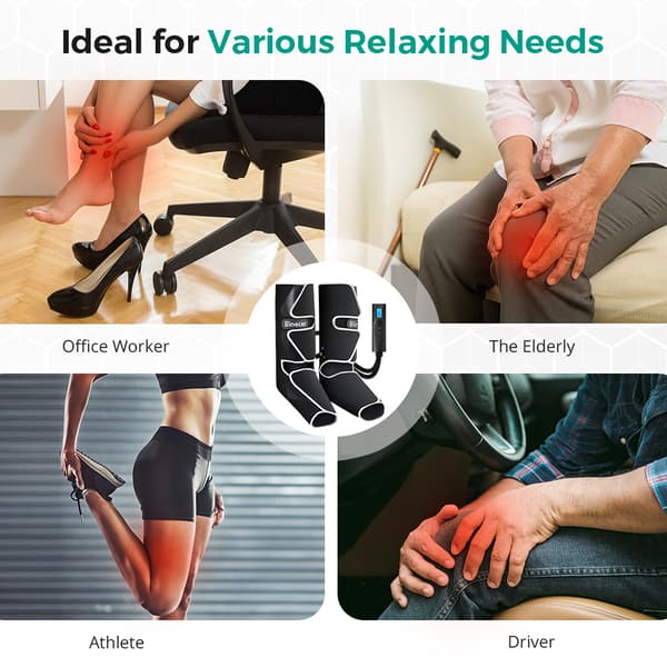 Luftkompression benmassager, fodmassager, lægmassager, elektrisk cirkulationsmassage med controller, 3 intensitetsniveauer