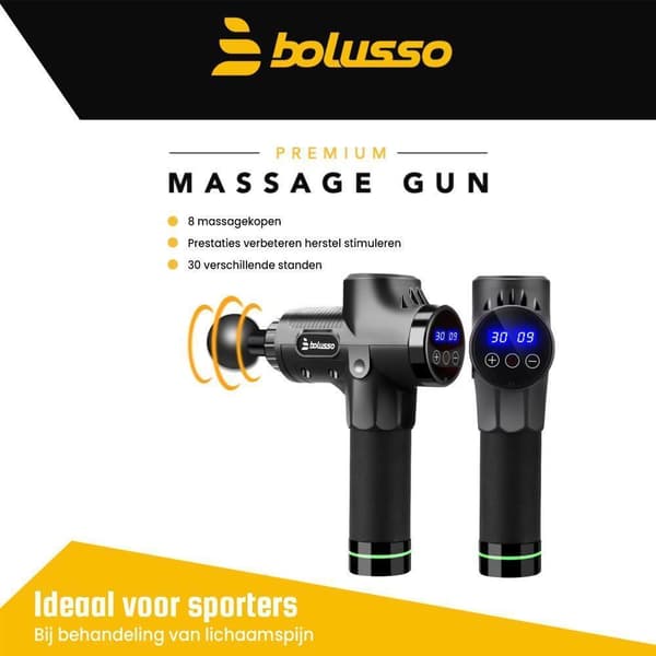 Bolusso Premium hierontapistooli musta - ammattimainen lihasten rentoutus ja kivunlievitys