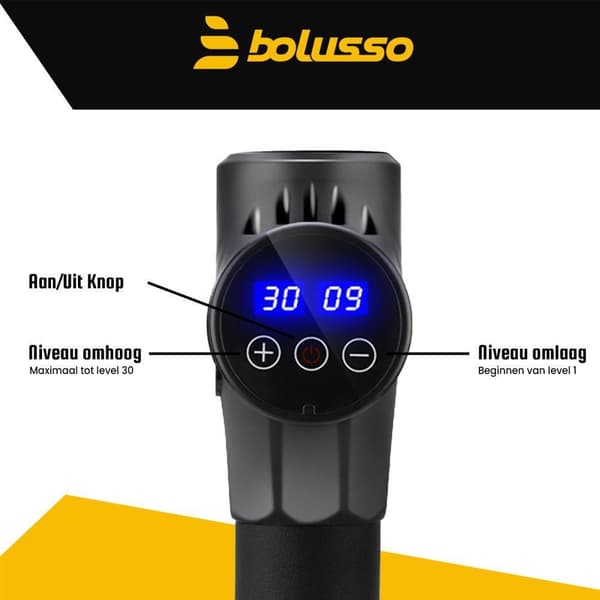 Bolusso Premium hierontapistooli musta - ammattimainen lihasten rentoutus ja kivunlievitys