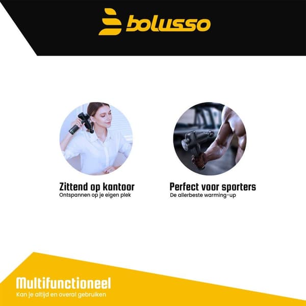 Bolusso Premium hierontapistooli musta - ammattimainen lihasten rentoutus ja kivunlievitys