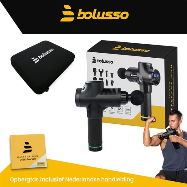 Bolusso Premium hierontapistooli musta - ammattimainen lihasten rentoutus ja kivunlievitys