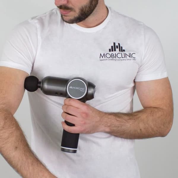 Mobiclinic muskelmassagepistol med 6 utbytbara huvuden och olika intensitetsnivåer