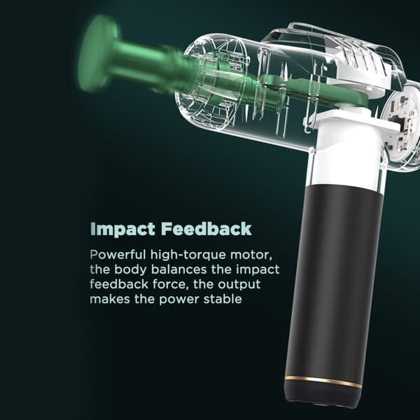 A1-8D Massagepistol, Massagepistol Muskel Elektrisk Massager Deep Tissue Massage Gun 6 hastigheder med 8 hoveder, grøn