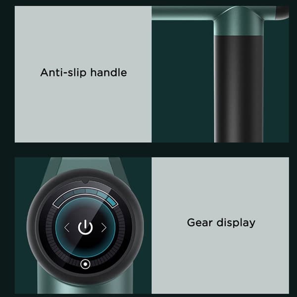A1-8D Massagepistol, Massagepistol Muskel Elektrisk Massager Deep Tissue Massage Gun 6 hastigheder med 8 hoveder, grøn