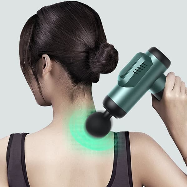 A1-8D Massagepistol, Massagepistol Muskel Elektrisk Massager Deep Tissue Massage Gun 6 hastigheder med 8 hoveder, grøn