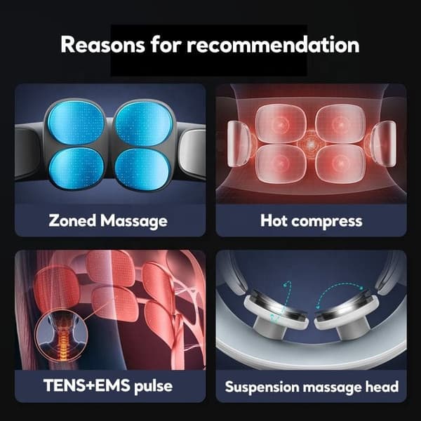 Nakkemassageapparat Elektrisk Intelligent nakkemassageapparat med 6 massagetilstande 15 niveauer af intensitetsregulering