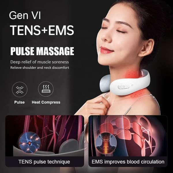 Nakkemassageapparat Elektrisk Intelligent nakkemassageapparat med 6 massagetilstande 15 niveauer af intensitetsregulering