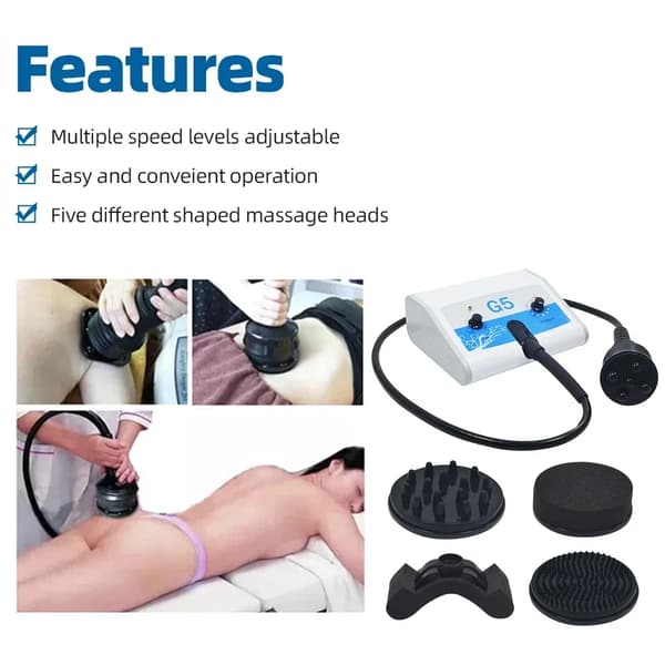 Vibrerende Massager, Fem Formede Hoveder, Justerbare Hastighedsniveauer, Hudstramningsfunktion