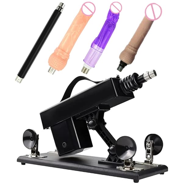 Dildo-maskin, justerbar vinkel, kraftig stötfart,Rosa Set J