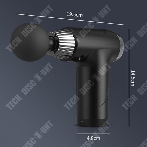 Portabel massagepistol för hemmet, membranpistol för avkoppling av muskler, elektrisk, svart fickpistol, mini fascia-pistol.