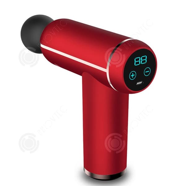INN Bärbar percussionmassager pistol mini muskler massager med 6 hastigheter och 4 utbytbara massagehuvuden