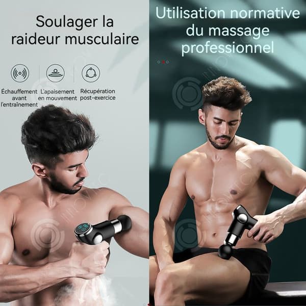 INN Pistol för muskelmassage, muskelmassör för djupvävnad med 4 massagetillbehör, massagepistol med LCD-skärm