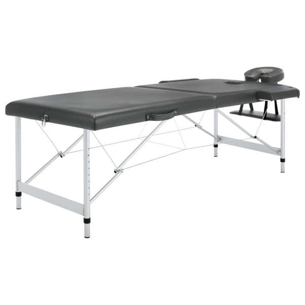 Massagebänk med 2 zoner aluminiumram antracit 186x68 cm