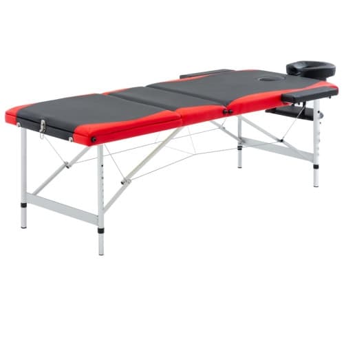 Hopfällbar massagebänk 3 sektioner aluminium svart och röd