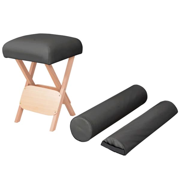 Hopfällbar massagepall 12 cm tjock sits och 2 bolster svart