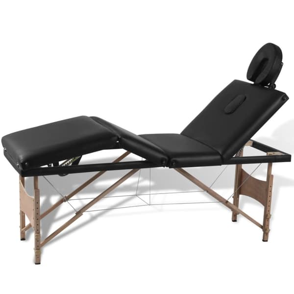 Hopfällbar massagebänk med 4 sektioner träram svart