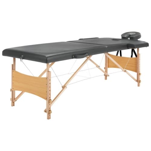 Massagebänk med 2 zoner träram antracit 186x68 cm