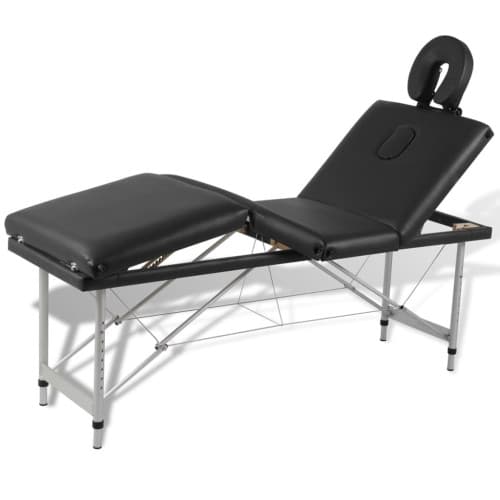 Hopfällbar massagebänk med 4 sektioner aluminiumram svart