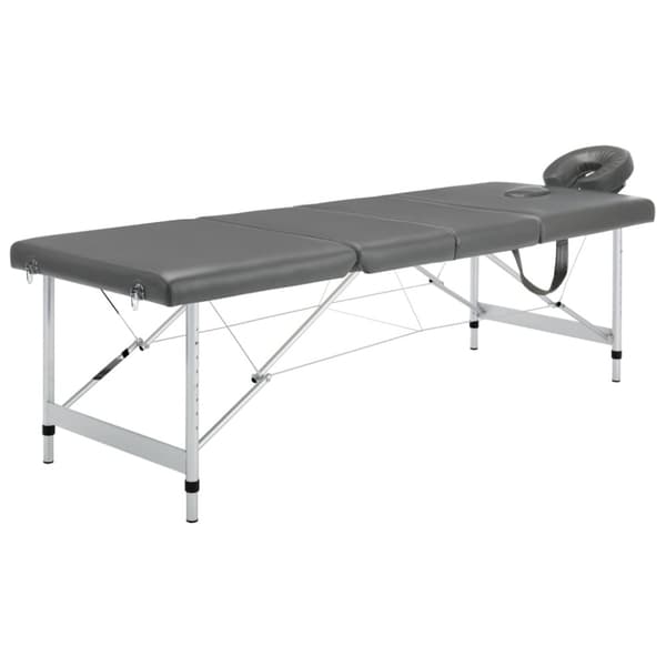 Massagebänk med 4 zoner aluminiumram antracit 186x68 cm