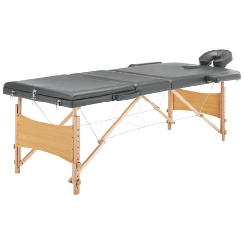 Massagebänk med 3 zoner träram antracit 186x68 cm