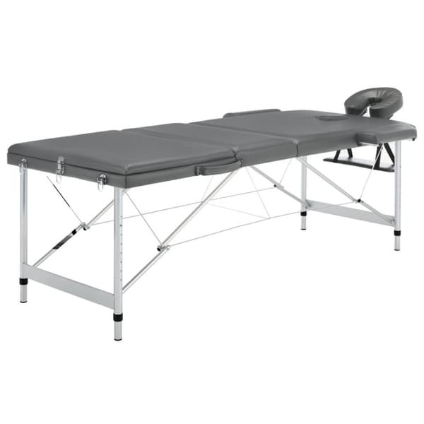 Massagebänk med 3 zoner aluminiumram antracit 186x68 cm