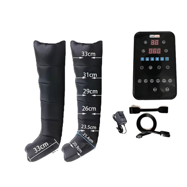 Luftkompressionsbensmassager, 6 luftkuddar, justerbara trycklägen,Benställning