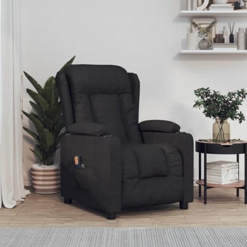 Elektrisk massagefåtölj svart tyg