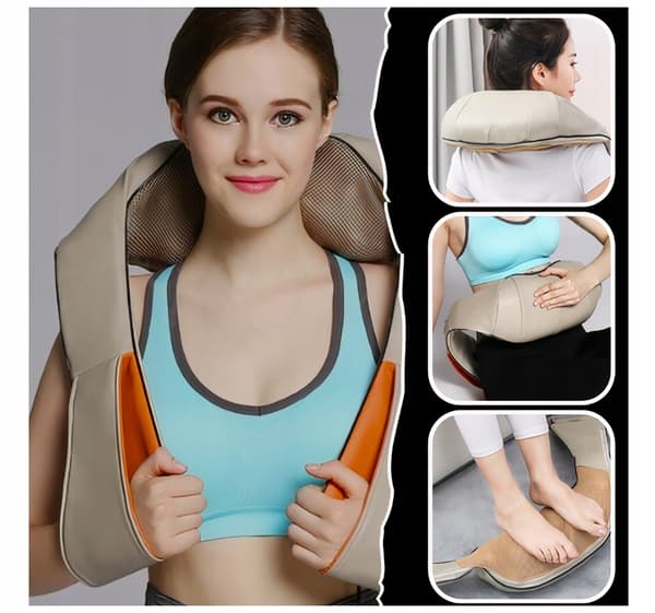 Nack- och ryggmassageapparat med uppvärmd shiatsumassagebälte