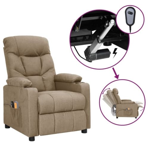 Elektrisk massagefåtölj taupe tyg