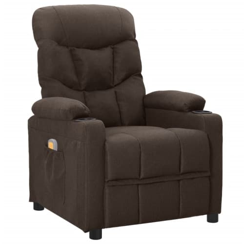 Massagefåtölj mörkbrun tyg
