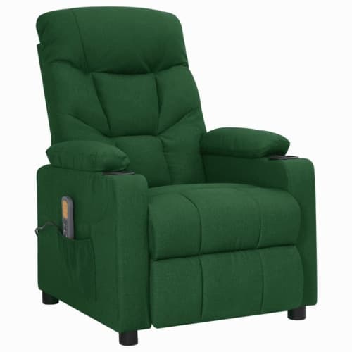 Massagefåtölj mörkgrön tyg