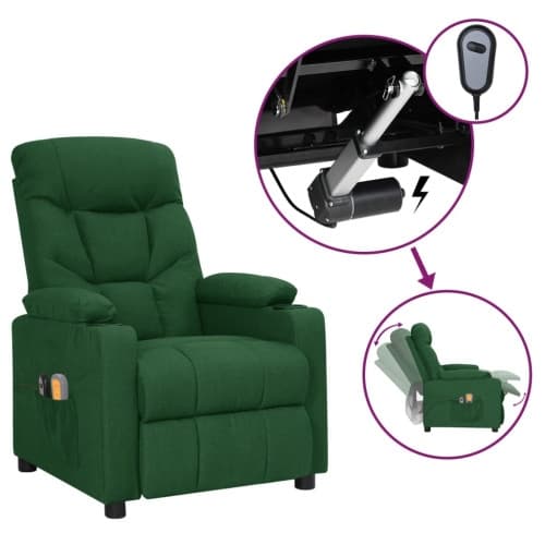 Massagefåtölj mörkgrön tyg