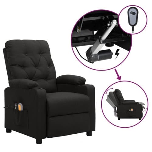 Elektrisk massagefåtölj svart tyg