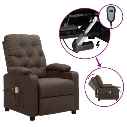 Elektrisk massagefåtölj brun tyg