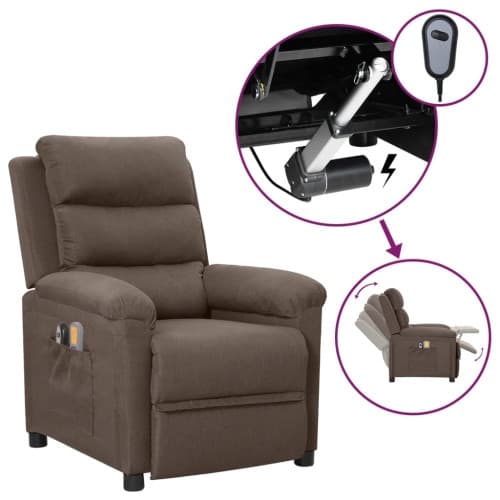Elektrisk massagefåtölj taupe tyg