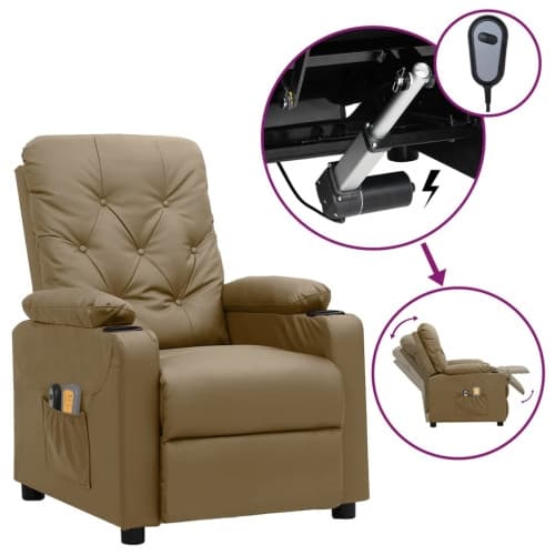 Elektrisk massagefåtölj cappuccino konstläder