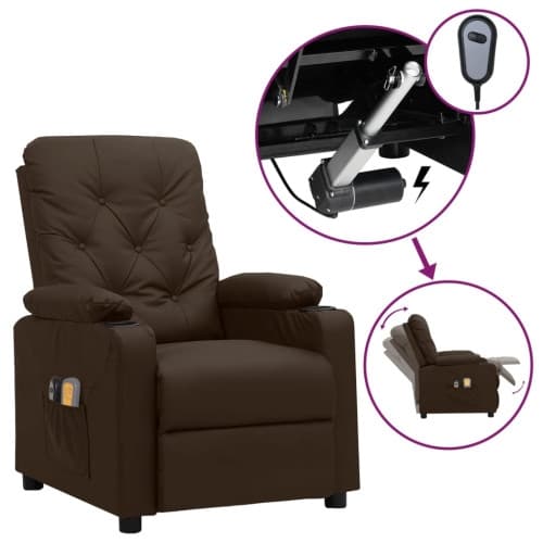 Elektrisk massagefåtölj brun konstläder
