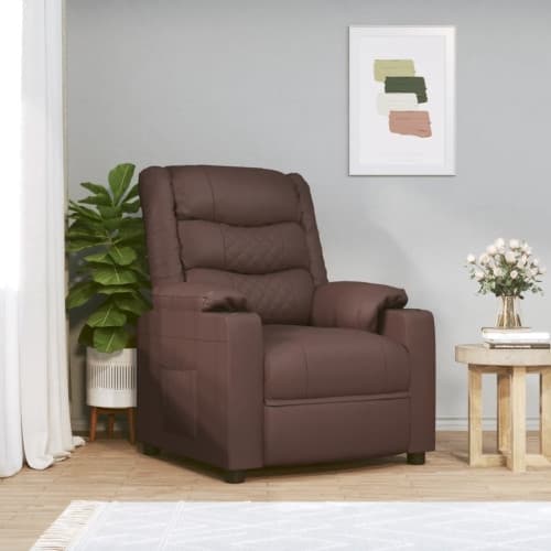 Elektrisk massagefåtölj brun konstläder