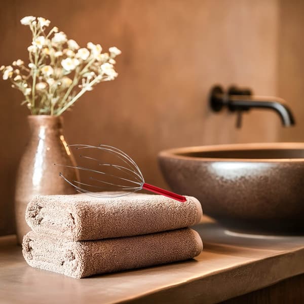 Ayurvedinen päänahan hierontalaite, hierontavoide, rentouttava teräs