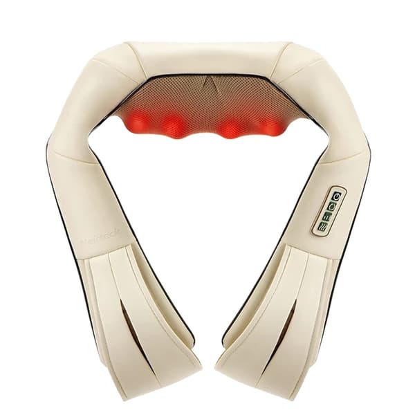 Shiatsu Nakke- og Skuldermassager, Dybvævslindring, Justerbare Hastighedsniveauer,EU stik, Beige