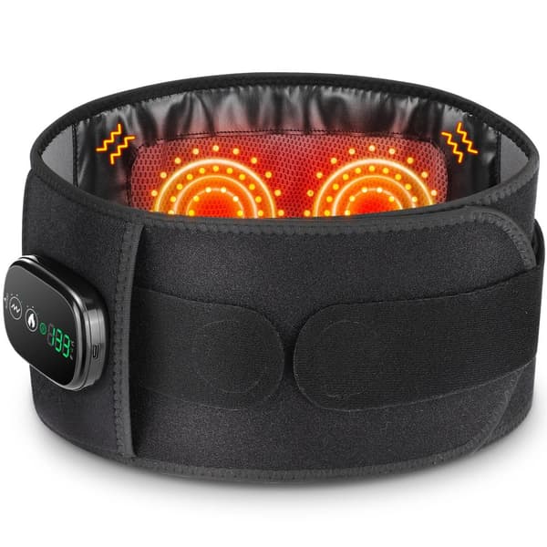 Elektrisk Varme Talje Massager, Vibrationsfunktion, Justerbar Temperatur,sort