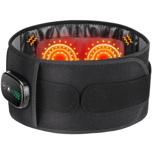 Elektrisk Varme Talje Massager, Vibrationsfunktion, Justerbar Temperatur,sort